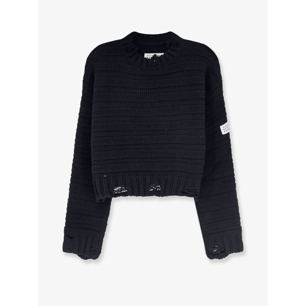 Mm6 Maison Margiela Women Destroyed Effect Wool Blend Sweater